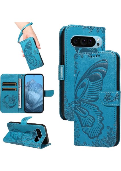 Kredi Kartı Yuvası Yüksek Kaliteli Deri ile Google Pixel 9 Için Flip Case (Yurt Dışından) modelleri