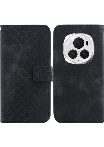Onur Magic6 Pro Pu Deri Kart Yuvası Fonksiyonu Için Telefon Kılıfı Kabartmalı (Yurt Dışından)