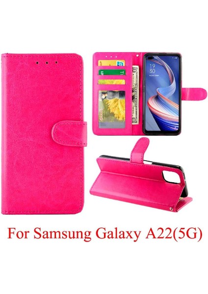 Samsung Galaxy A22 5g Için Flip Case Kickstand Kart Tutucu Darbeye Pu (Yurt Dışından)