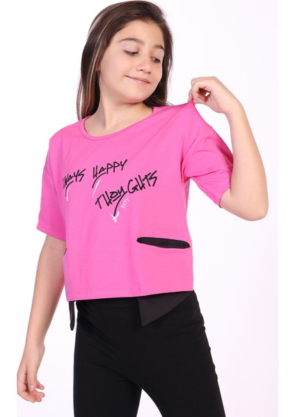Kız Çocuk Always Happy Baskılı Tişört