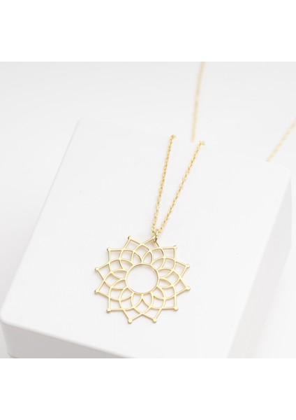 925 Ayar Gümüş Lotus Çiçeği Kadın Kolye Özel Tasarım