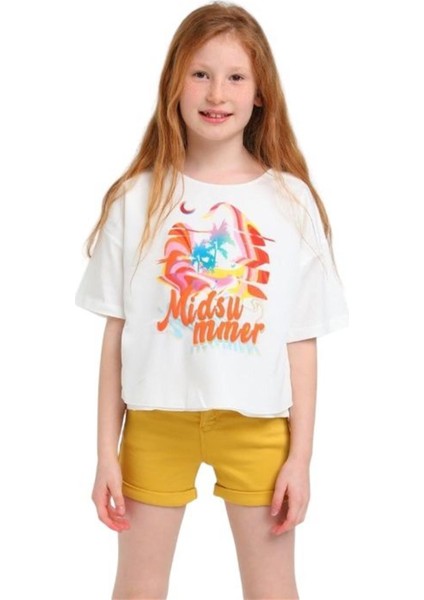 Kız Çocuk Pamuklu Kabartma Yazılı Tshirt fırsatları
