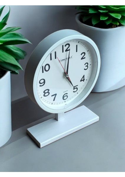 Ahşap Ayaklı Beyaz Ofis Salon Masa Saati 22*30 Cm fırsatları