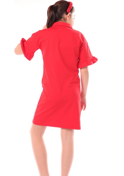 Kız Çocuk Yakalı Fermuar Detaylı Perfect Fit Baskılı Elbise fiyatları