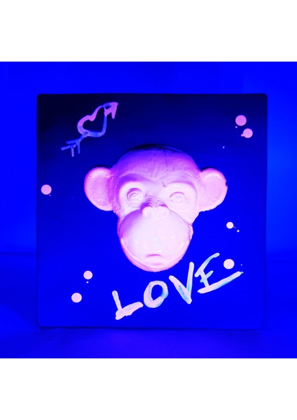 Art-Decor Store Kabartma Tablo Love Pembe Maymun