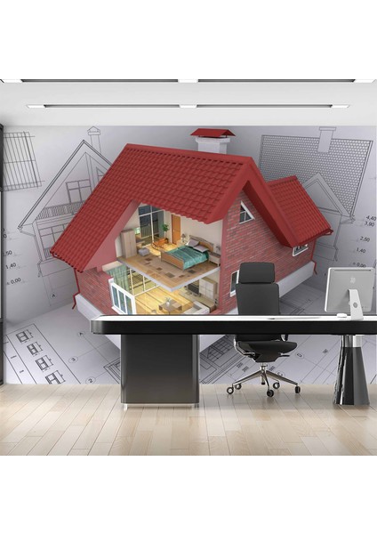 Mimari Ev Çizimi Gayrimenkul Emlak ve Gayrimenkul Duvar Kağıdı Baskı fiyatları