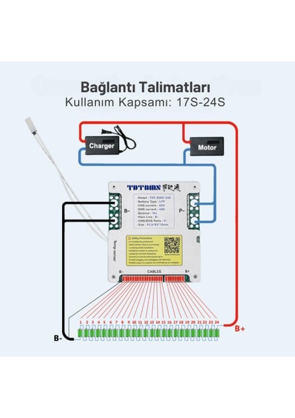 Tdt 23S 72V 40A Lifepo4 Bms Balanslı