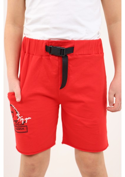 Toontoy Erkek Çocuk Toka Kemerli Try Again Baskılı Şort