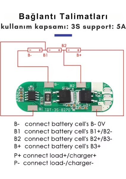 Tdt 3s 5A Bsm Li-Ion Batarya Koruma Devresi 18650