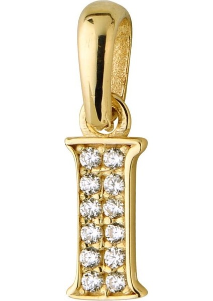 14 Ayar Altın I Harfi Taşlı Kolye Ucu 0,38 gr