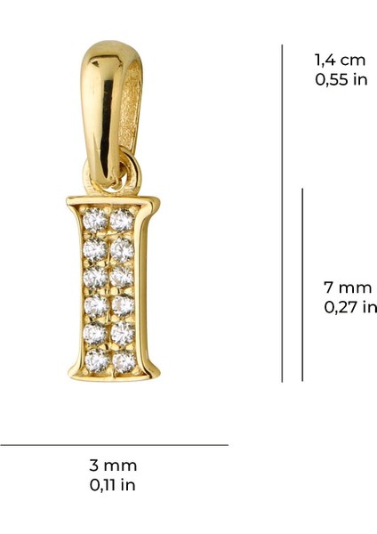 14 Ayar Altın I Harfi Taşlı Kolye Ucu 0,38 gr indirimleri