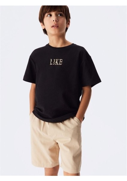 Çocuk Like Yazılı Pamuklu Tshirt