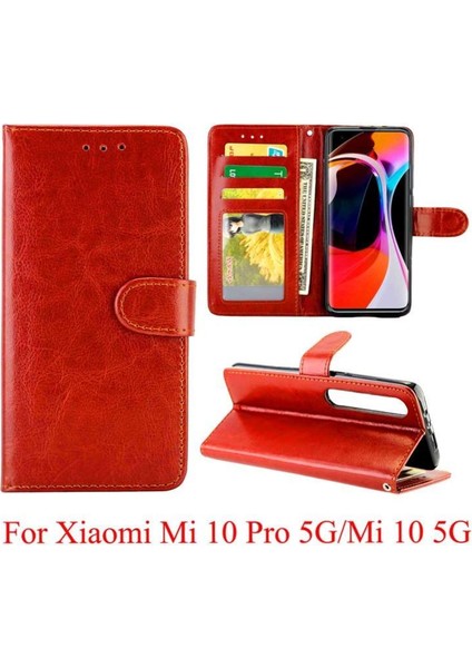 Xiaomi Mi 10 Pro 5g Için Flip Case Kart Tutucu Kickstand Darbeye Pu (Yurt Dışından)