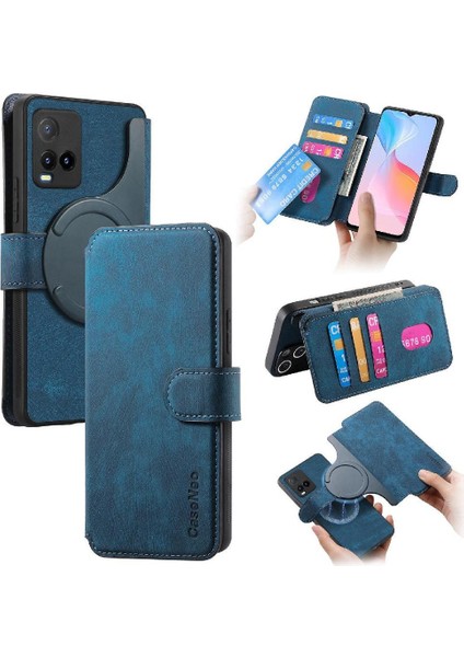 Vıvo Y21S Retro Kart Standı Cüzdan Mıknatıs Koruyucu Malzeme Için Flip Case (Yurt Dışından)