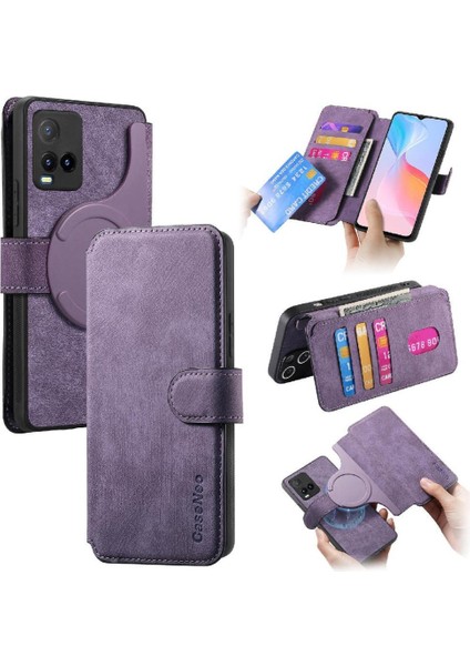 Vıvo Y21S Retro Kart Standı Cüzdan Mıknatıs Koruyucu Malzeme Için Flip Case (Yurt Dışından) fiyatları