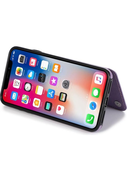 IPhone Xr Desen Çiçek Çift Düğmeler Için Kart Tutucu Kılıf ile Cüzdan (Yurt Dışından)