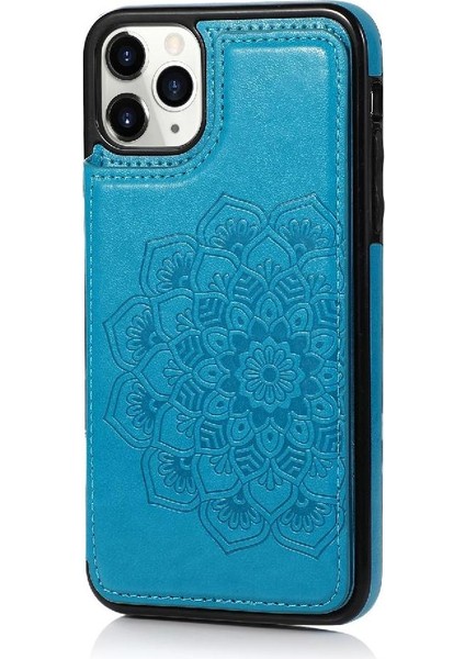 IPhone 11 Pro Çift Düğmeler Desen Flip Için Kart Tutucu Kılıf ile Cüzdan (Yurt Dışından)