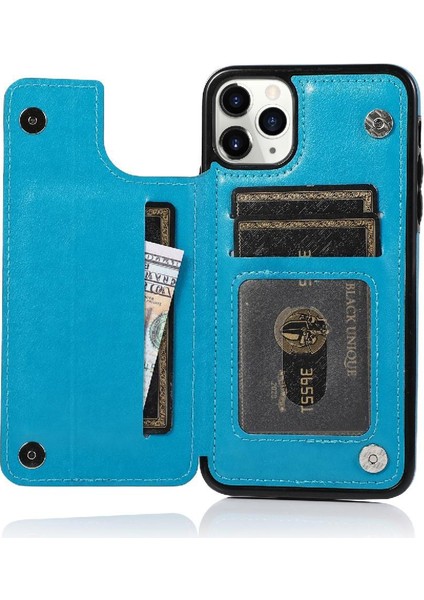 IPhone 11 Pro Çift Düğmeler Desen Flip Için Kart Tutucu Kılıf ile Cüzdan (Yurt Dışından)