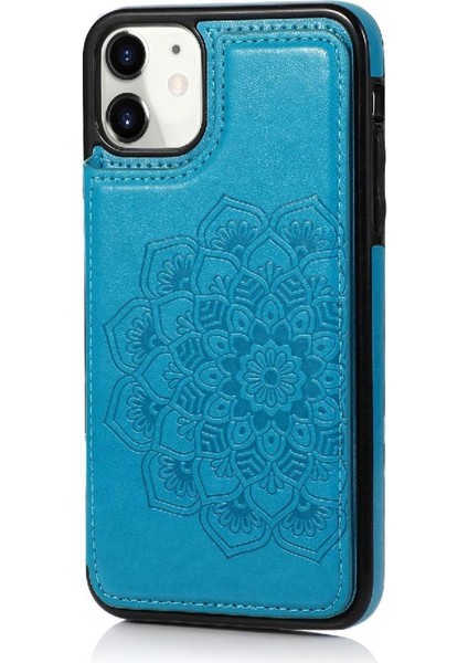 IPhone 11 Için Kart Tutucu Kılıf ile Cüzdan Çift Düğmeler Kabartmalı Mandala (Yurt Dışından)