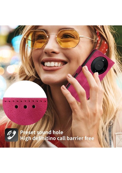 Huawei Mate 60 Pro Için Flip Case Kabartmalı Darbeye Çoklu Kredi Kartı (Yurt Dışından)