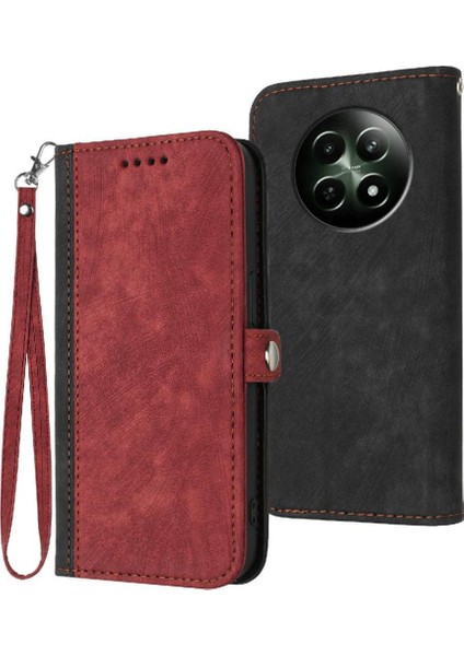 Kart Yuvası Standı Pu Deri ile Realme 12 5g Flip Folio Kitap Için Kılıf (Yurt Dışından)