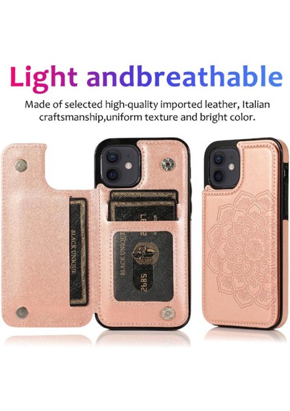 IPhone 12 Mini Kabartmalı Mandala Pu Flip Için Kart Tutucu Kılıf ile Cüzdan (Yurt Dışından)