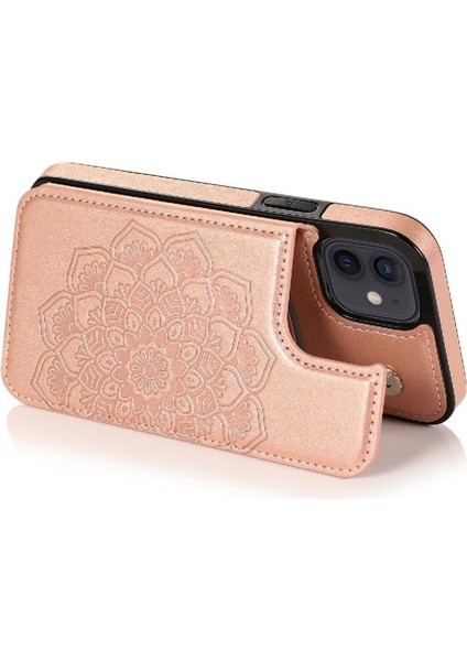 IPhone 12 Mini Kabartmalı Mandala Pu Flip Için Kart Tutucu Kılıf ile Cüzdan (Yurt Dışından)
