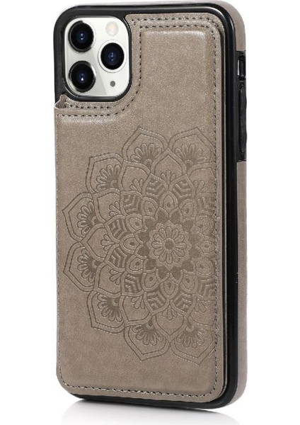 IPhone 11 Pro Çift Düğmeler Desen Flip Için Kart Tutucu Kılıf ile Cüzdan (Yurt Dışından)