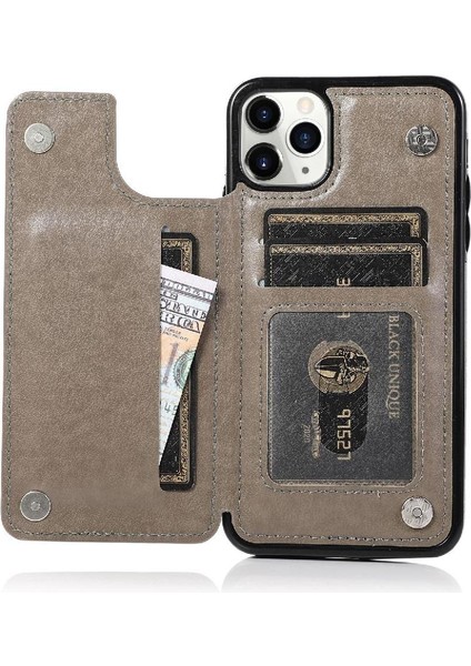 IPhone 11 Pro Çift Düğmeler Desen Flip Için Kart Tutucu Kılıf ile Cüzdan (Yurt Dışından)