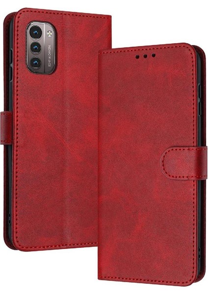 Kart Yuvası ile Nokia G21 Saf Renk Pu Deri Kickstand Için Flip Case (Yurt Dışından)