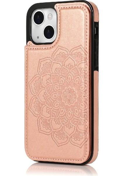IPhone 15 Için Kart Tutucu Kılıf ile Cüzdan Artı Çift Düğmeler Flip Çiçek (Yurt Dışından)