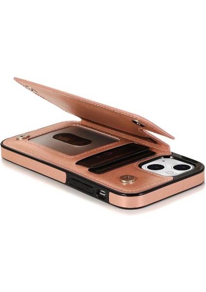 IPhone 15 Için Kart Tutucu Kılıf ile Cüzdan Artı Çift Düğmeler Flip Çiçek (Yurt Dışından)