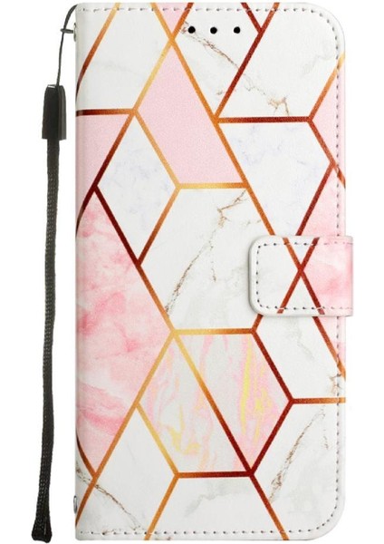 Samsung Galaxy M52 5g Mermer Desen Kickstand Cüzdan Pu Deri (Yurt Dışından)