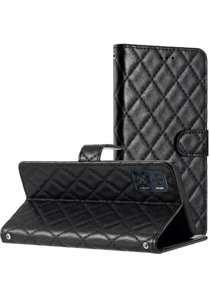 Moto E22 Pu Deri Cüzdan Kart Yuvaları Tutucu Folio Için Flip Case (Yurt Dışından)