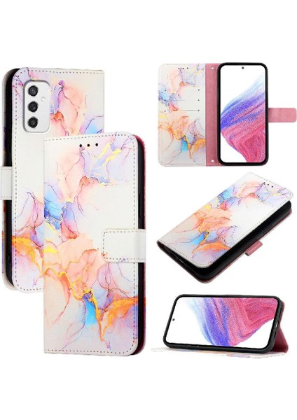 Samsung Galaxy M52 5g Mermer Desen Kickstand Cüzdan Pu Deri (Yurt Dışından)