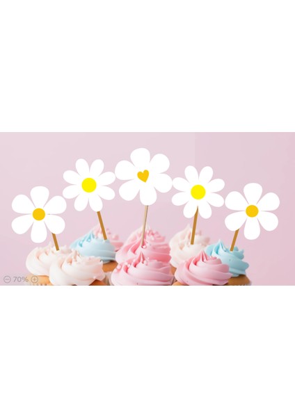 Hiras Dizayn 15 Adet Papatya Konsept Cupcake Doğum Günü Süsü Pasta Kürdanı  6 cm Cupcake Pasta Süsü