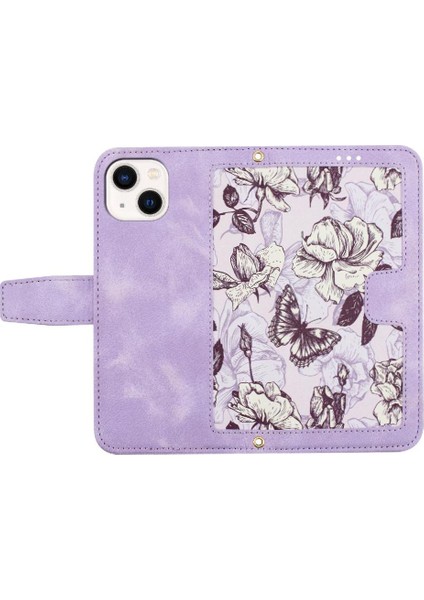 IPhone 13 Mini Anti Scratch Pu Deri Kickstand Kart Için Cüzdan Kılıf (Yurt Dışından)