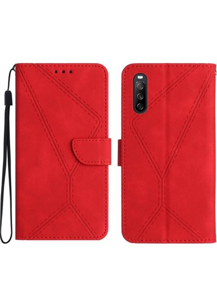 Sony Xperia 10 Vı Dikiş Için Flip Case Kabartmalı Yüksek Kaliteli Tpu Yumuşak (Yurt Dışından)