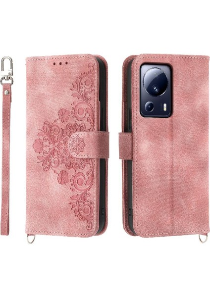 Xiaomi 13 Lite Darbeye Dayanıklı Kabartmalı Bileklik Çoklu Kredi Için Flip Case (Yurt Dışından)