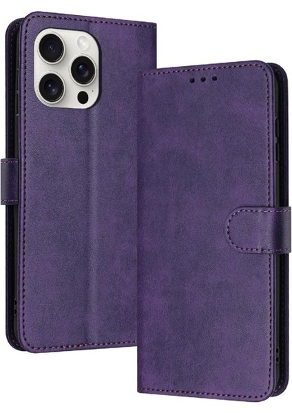 Toka Pu Deri Saf Kart Yuvası ile IPhone 15 Pro Için Flip Case (Yurt Dışından)