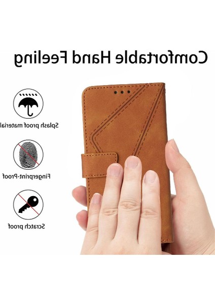 Realme C65 4g Için Flip Case Yüksek Kalite Tpu Dikiş Kabartmalı Yumuşak Pu (Yurt Dışından)