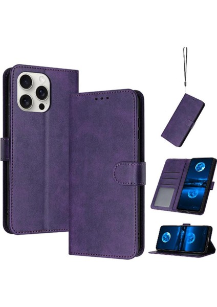 Kart Yuvası ile IPhone 14 Pro Kickstand Için Flip Case Pu Deri Saf (Yurt Dışından)