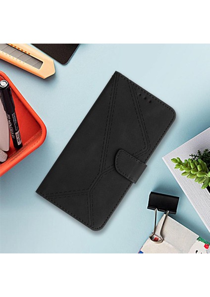 Realme C65 4g Için Flip Case Yüksek Kalite Tpu Dikiş Kabartmalı Yumuşak Pu (Yurt Dışından)