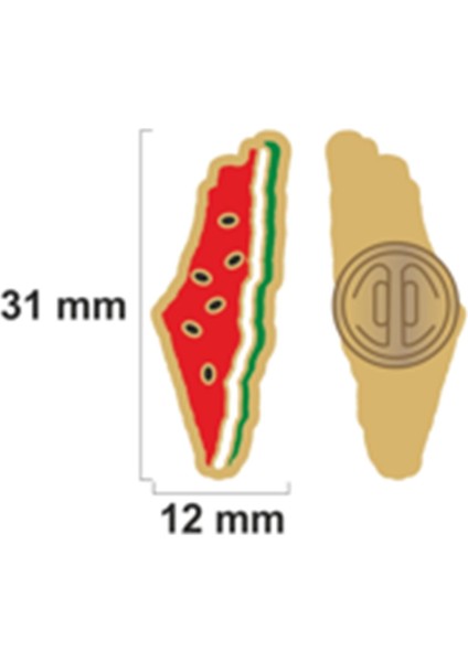 Filistin Haritası Sembolü Karpuz Tasarımlı Filistin Haritası Rozet 1 Adet A300005