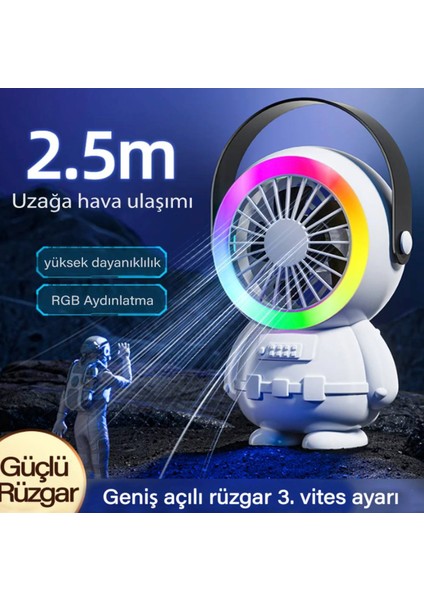 Tirbün Fan El Tipi Soğutucu Vantilatör Taşınabilir 1500 Mah Şarjlı Çok Güçlü Soğutma