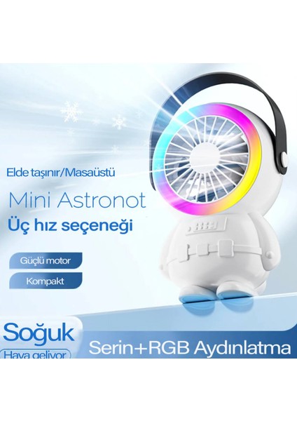 Tirbün Fan El Tipi Soğutucu Vantilatör Taşınabilir 1500 Mah Şarjlı Çok Güçlü Soğutma