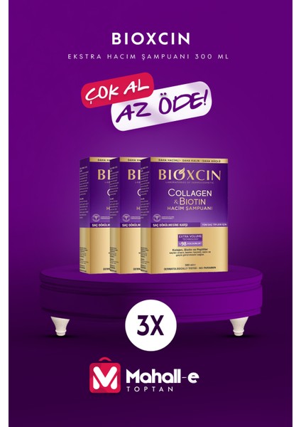 Collagen & Biotin Ekstra Hacim Şampuanı 300 ml - Kolajen Biotin Ince Seyrek Saçlar 3'lü fiyatları