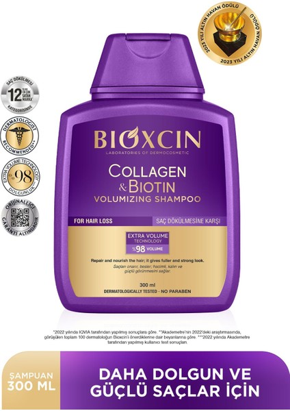 Collagen & Biotin Ekstra Hacim Şampuanı 300 ml - Kolajen Biotin Ince Seyrek Saçlar 3'lü modelleri
