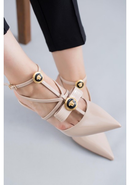 Harmony Ithal Özel Seri Rugan Kadın Topuklu Ayakkabı Bej modelleri