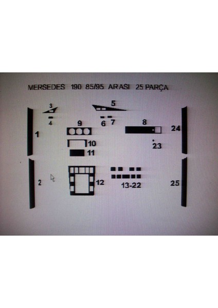 Mercedes 190 E 1985 ve 1995 24 Parça Torpido Kaplama